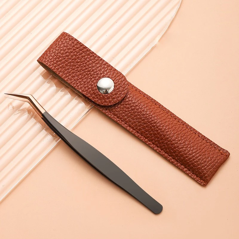 Gold Feather Clip Tweezers pu packaing