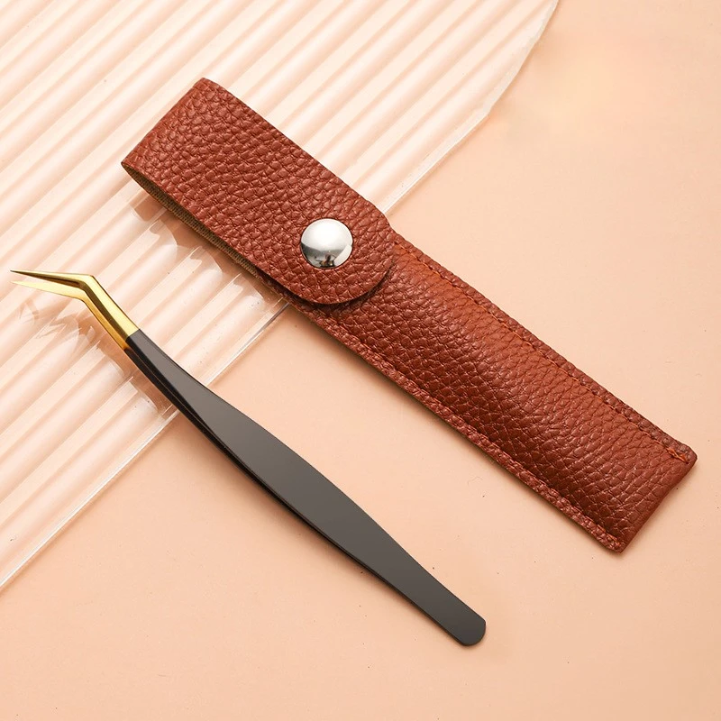 Golden Feather Clip Tweezers pu packaging